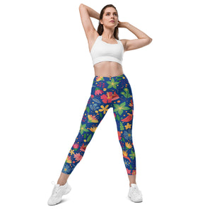 Flowers<br/>(Dark Blue)<br/>[Leggings]