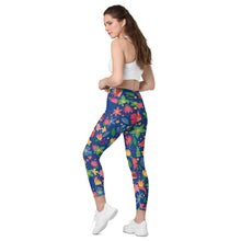 Load image into Gallery viewer, Flowers&lt;br/&gt;(Dark Blue)&lt;br/&gt;[Leggings]