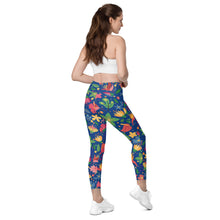 Load image into Gallery viewer, Flowers&lt;br/&gt;(Dark Blue)&lt;br/&gt;[Leggings]