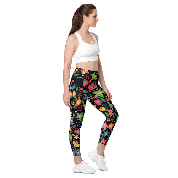 Flowers<br/>(Black)<br/>[Leggings]