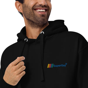SuperGay Logo<br/>Blue Text<br/>(Embroidered)<br/>[Premium Hoodie]