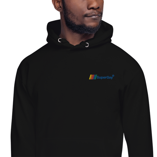SuperGay Logo<br/>Blue Text<br/>(Embroidered)<br/>[Premium Hoodie]