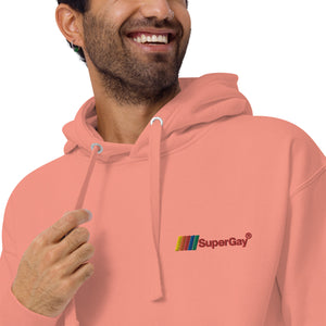SuperGay Logo<br/>Red Text<br/>(Embroidered)<br/>[Premium Hoodie]
